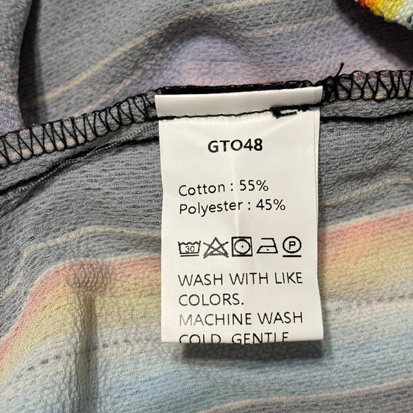 Merigold Kiss Multicolor Stripe Top Women’s Large Short Sleeve Boho Peasant - Picture 4 of 8